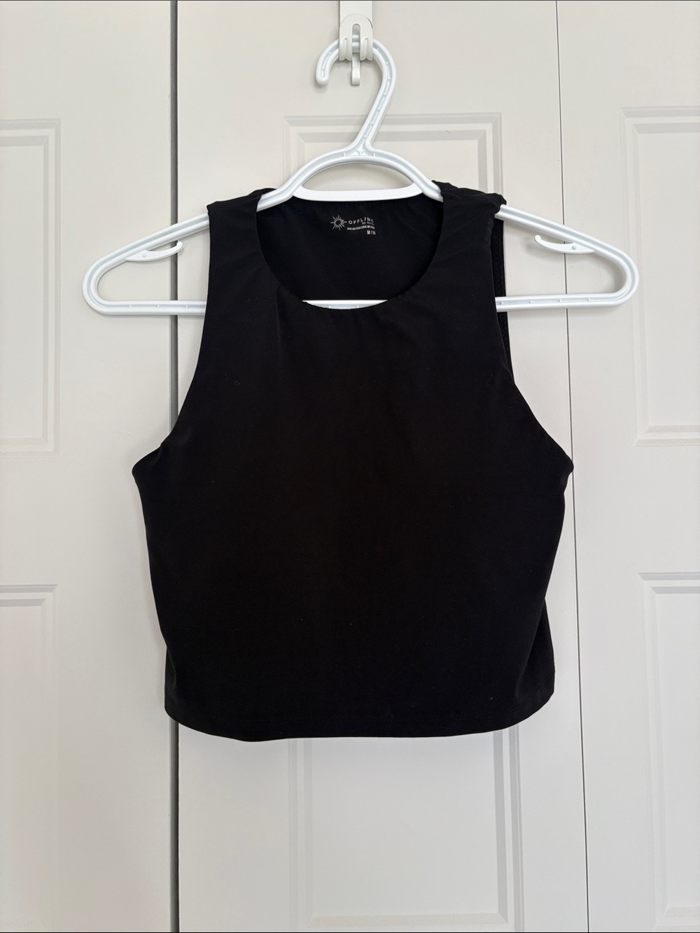 Aerie Offline Black Sleeveless Crop Tank Top w/ bra insert sz M